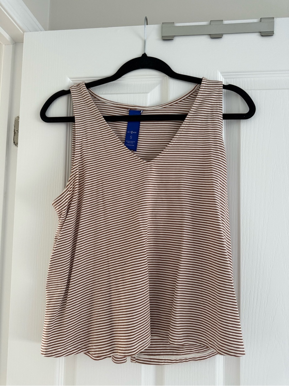 Kit and Ace Brown and White Striped V-Neck Tank
